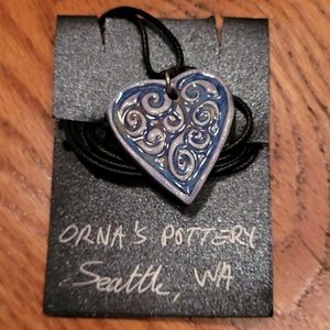 Heart necklace clay